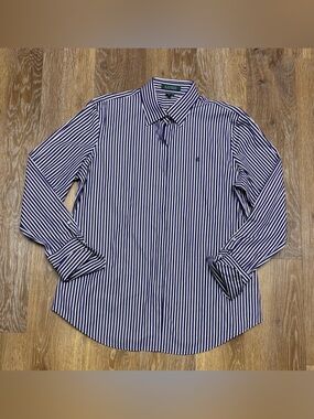 Ralph Lauren purple  and White Vertical Stripe Dress Shirt